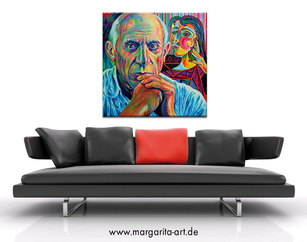 Margarita Kriebitzsch - Pablo Picasso mit seiner Muse Poster Kunstdruck - Margarita Kriebitzsch, Hamburg, Deutschland Wandbild