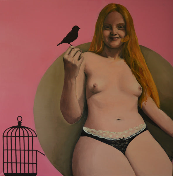 Marek Slawinski - Girl and Birdcage Poster Kunstdruck - Marek Slawinski, Bremen, Deutschland Wandbild