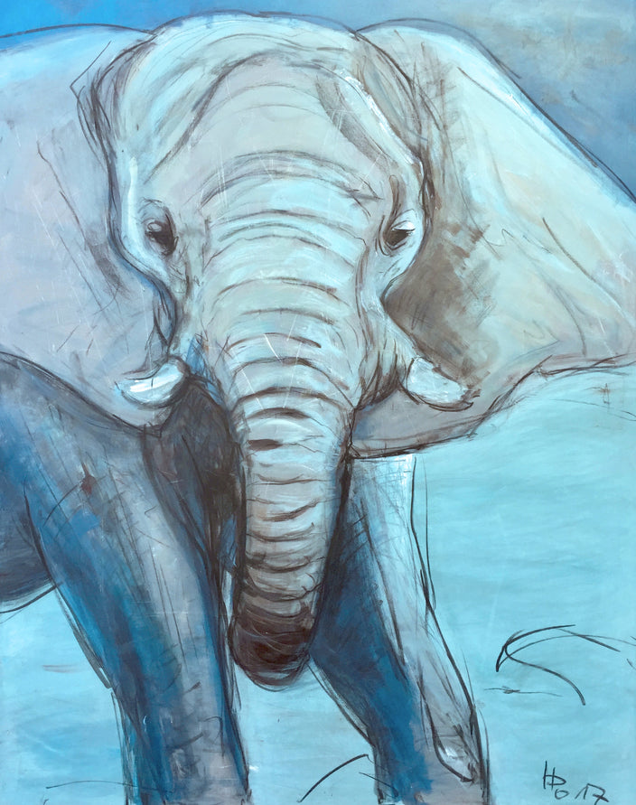Heike Ponge - Elefant groß blau