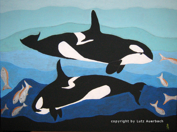 Lutz Auerbach - Orcas jagen Makrelen Poster Kunstdruck - Lutz Auerbach, Berlin, Deutschland Wandbild