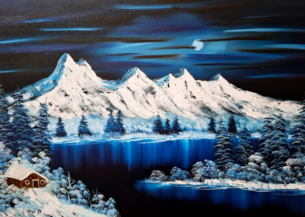 Petra Wind - Wintermond über dem Gebirge