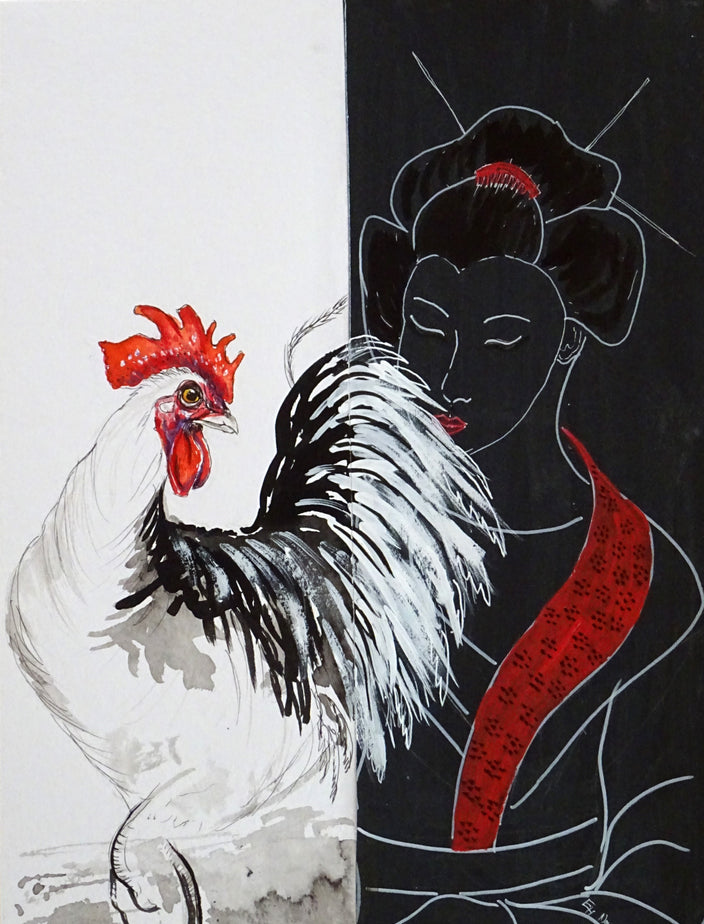 Esther Höltschi - Geisha mit Hahn