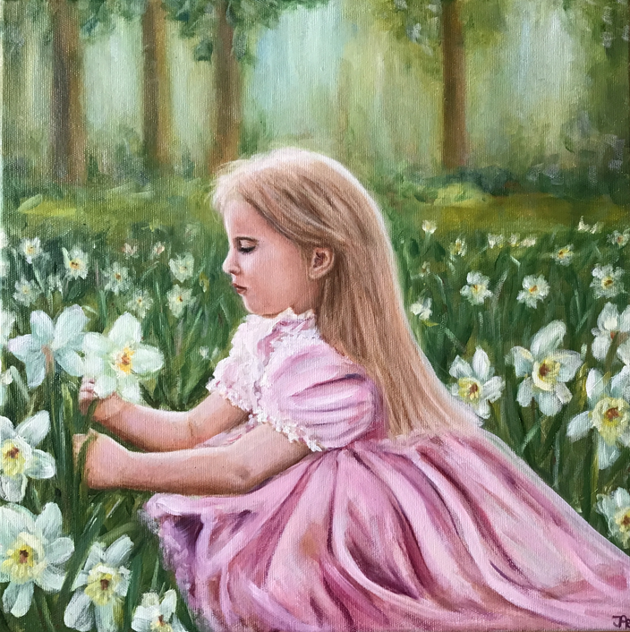Irene Aebersold - Mädchen in Narzissen