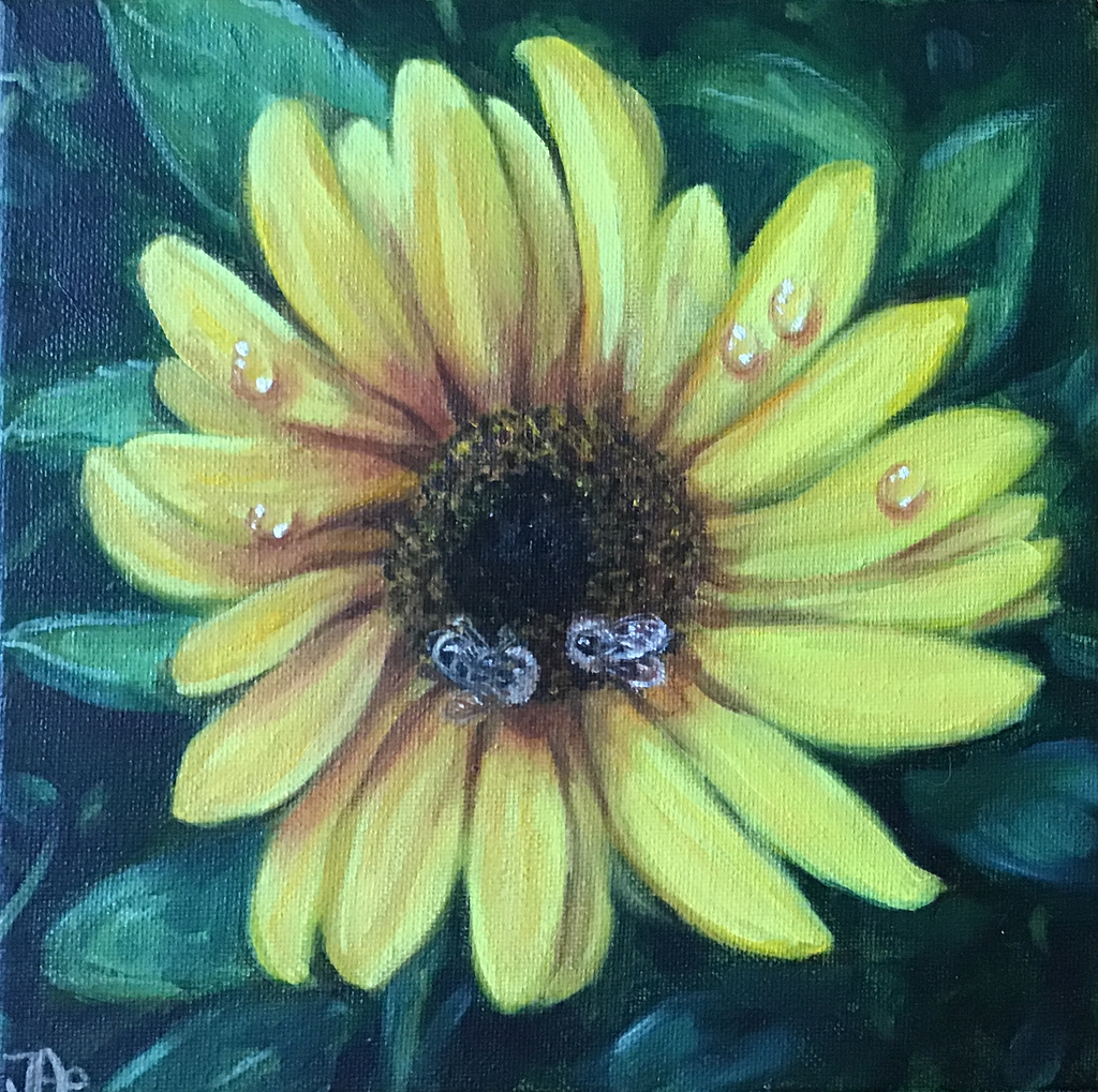 Irene Aebersold - Sonnenblume mit Bienen