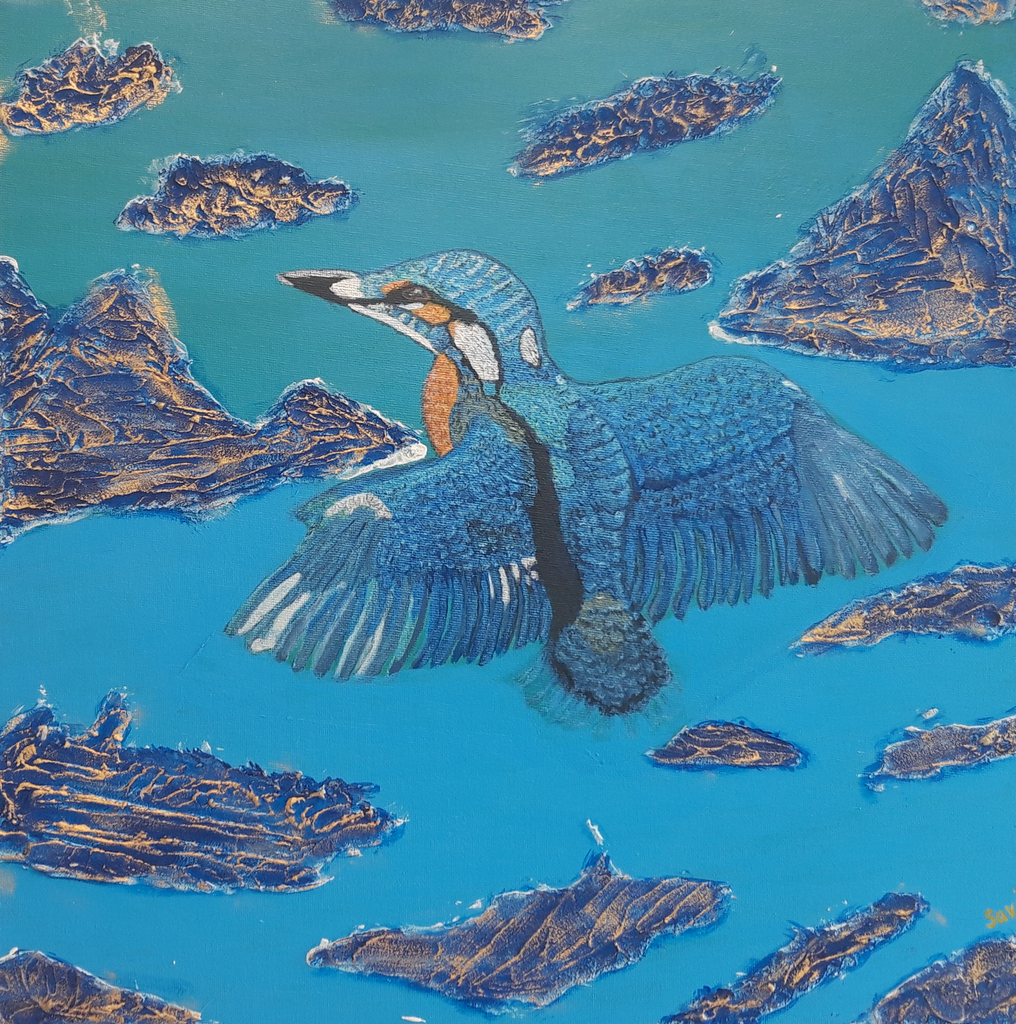 Suvisine Sriskandarajah - Eisvogel flug über den abstrakte Insel