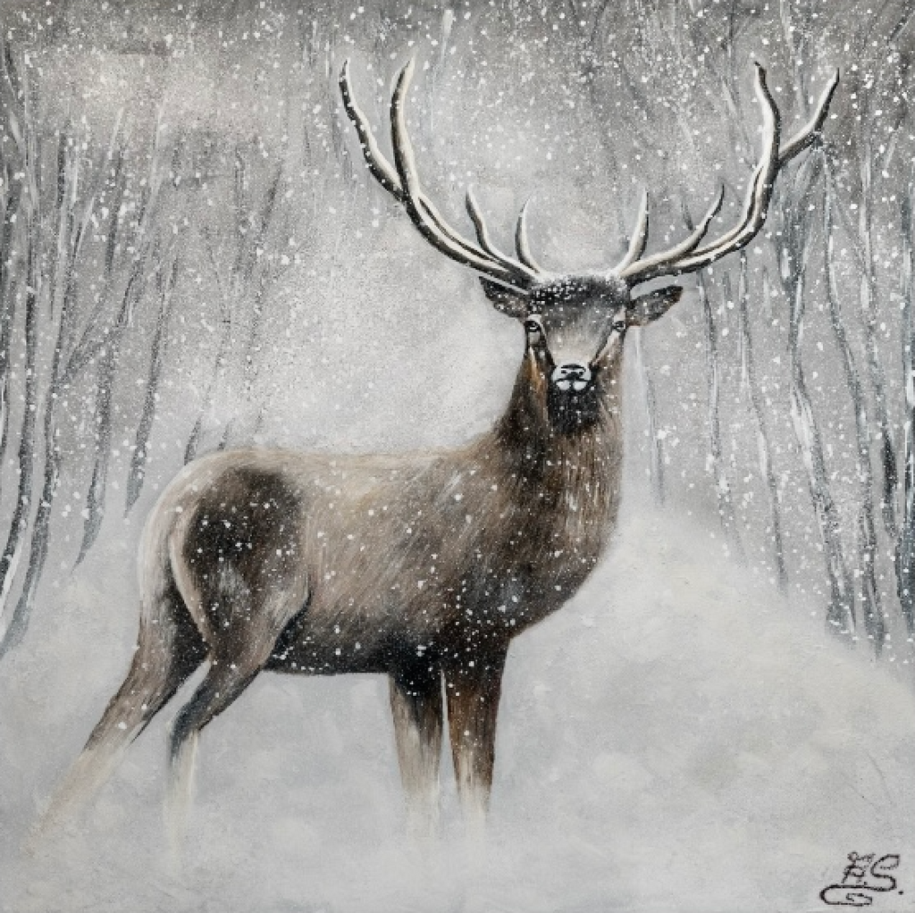Angelika Schmidt - Hirsch im Schnee