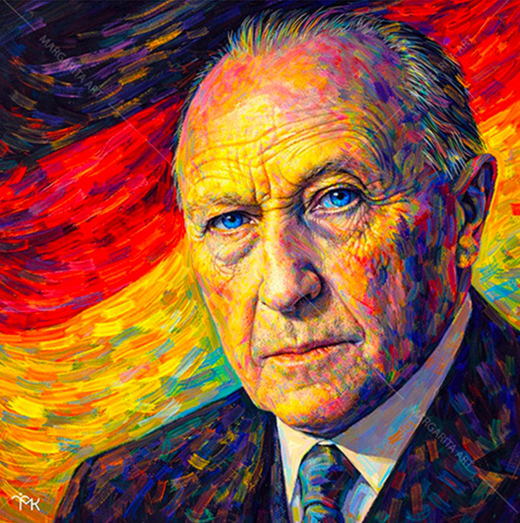 Margarita Kriebitzsch - Konrad Adenauer Portrait - Bundeskanzler-Serie - Kunst-Mini