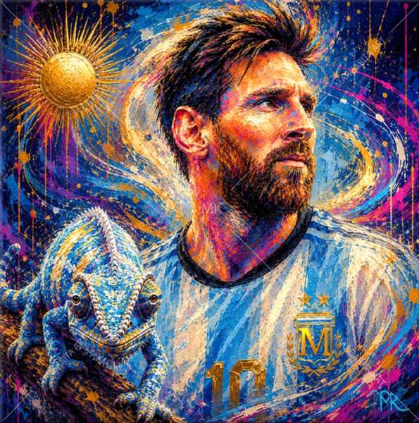Margarita Kriebitzsch - Lionel Messi Fußballstar Portrait – Kunst-Mini