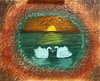 Shaza Khalil - Abendzauber am See – Schwäne im Sonnenuntergang