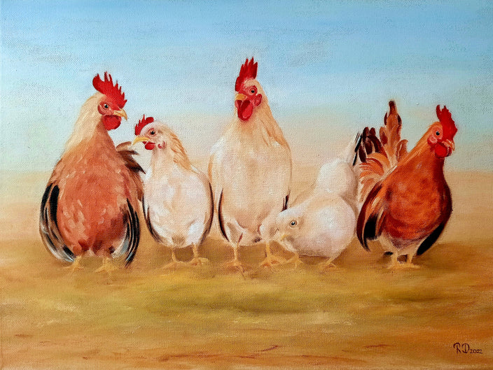 Renate Dohr - Hühner im Morgenlicht