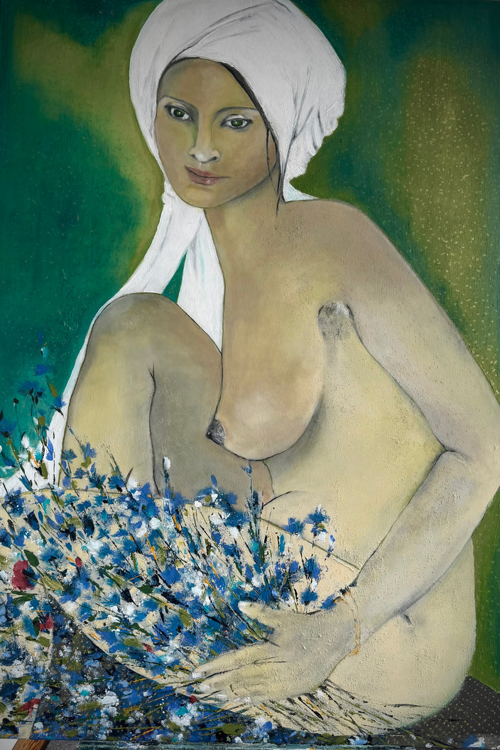 Juana Maria von Jascheroff - Akt mit Kornblumen