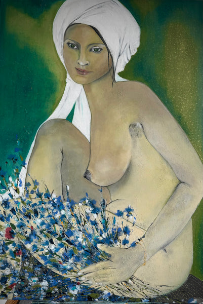 Juana Maria von Jascheroff - Akt mit Kornblumen