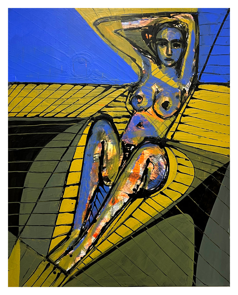Mathias Wunderlich - Akt mit blauem Hintergrund