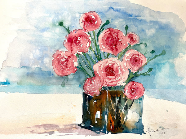 Heinz Puhlmann - Rosen mit Vase