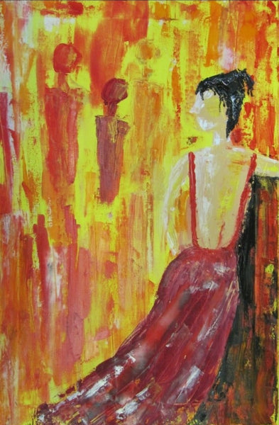 Brigitte Stein - Schlanke Frau mit rotem Kleid