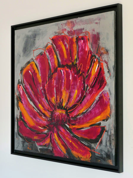 Heike Ponge - Blume in Fuchsia und Orange mit Kupfer