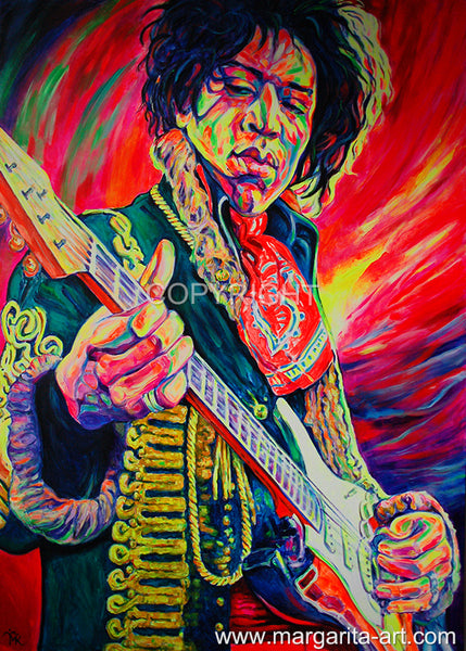 Margarita Kriebitzsch - Jimi Hendrix Poster Kunstdruck - Margarita Kriebitzsch, Hamburg, Deutschland Wandbild