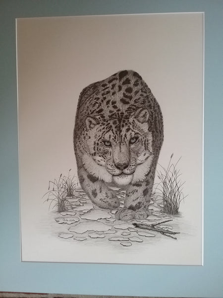 Roswitha Pulz - Schneeleopard Poster Kunstdruck - Roswitha Pulz, Runkel, Deutschland Wandbild