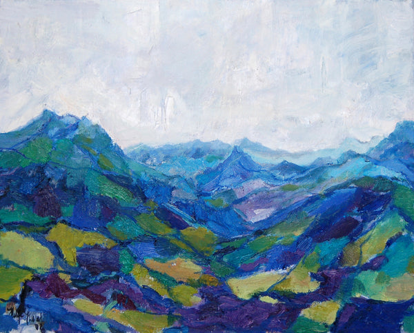 Helge Hensel - Landschaft Blau-Grün Poster Kunstdruck - Helge Hensel, Schöneck, Deutschland Wandbild
