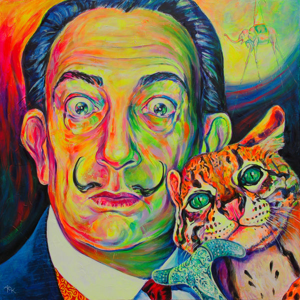 Margarita Kriebitzsch - Salvador Dali mit seinem Ozelot Poster Kunstdruck - Margarita Kriebitzsch, Hamburg, Deutschland Wandbild