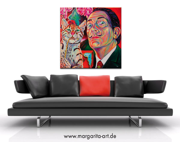 Margarita Kriebitzsch - Salvador Dali with Ocelot Poster Kunstdruck - Margarita Kriebitzsch, Hamburg, Deutschland Wandbild