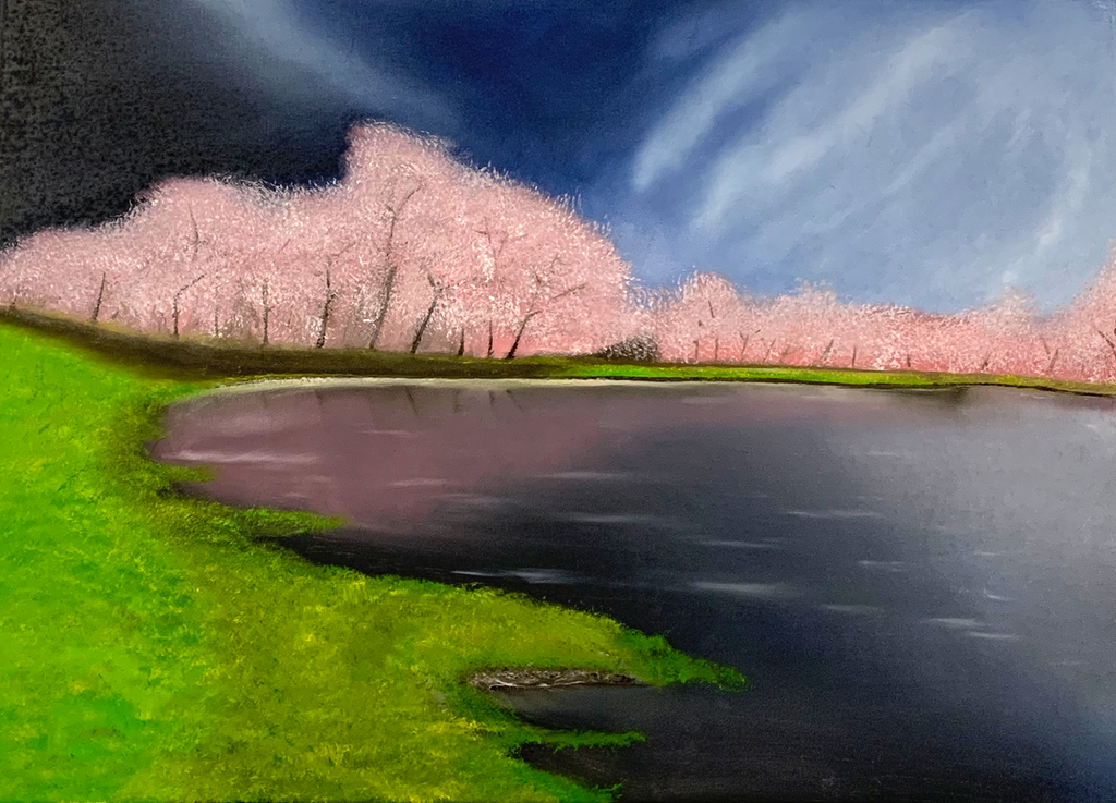 Giovanni De Santis - Landschaft mit See nach Bob Ross style