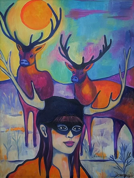 Gabi Domenig - Deer Girl under Full Moon