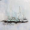 Evelin Baumann - Bild in beruhigendem Blau mit Riss und Glanzstellen