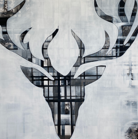 Elke Pollich - Hirsch schwarz-weiß