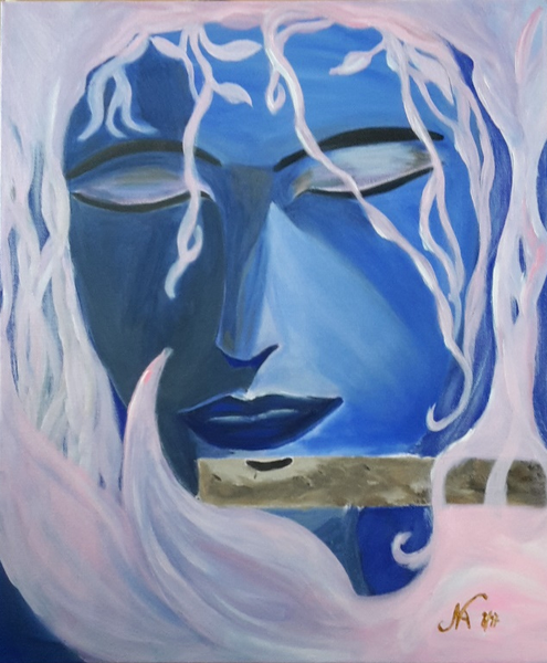 Niranjana Adelberger - Flötenspiel in Acryl Poster Kunstdruck - Niranjana Adelberger, Köln, Deutschland Wandbild