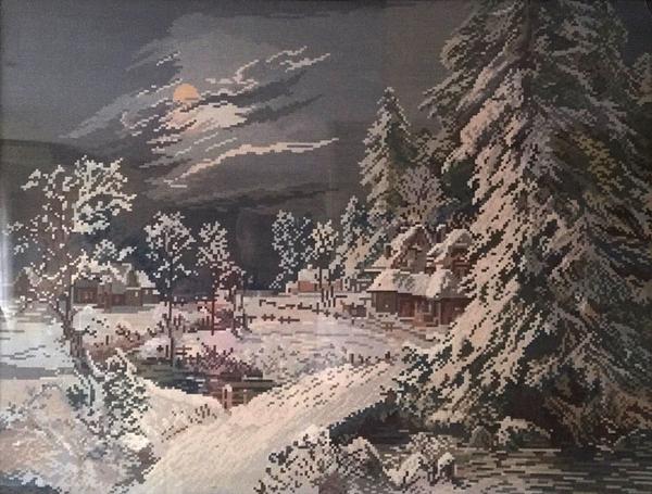 Denis Lemberger - Dorf in Winternacht Poster Kunstdruck - Denis Lemberger, Gebenstorf, Schweiz Wandbild