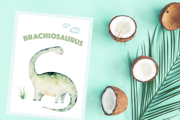 Wandbild Kinder Poster – KUNST-ONLINE | Brachiosaurus Kinderzimmer / /