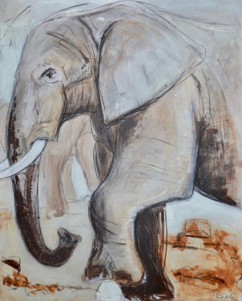 Heike Ponge - Elefant groß braun Poster Kunstdruck - Heike Ponge, Solingen, Deutschland Wandbild