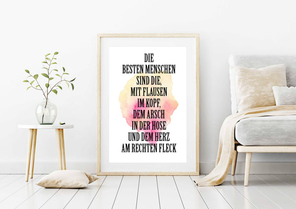 Die besten Menschen Poster Kunstdruck - Typografie, KUNST-ONLINE Wandbild