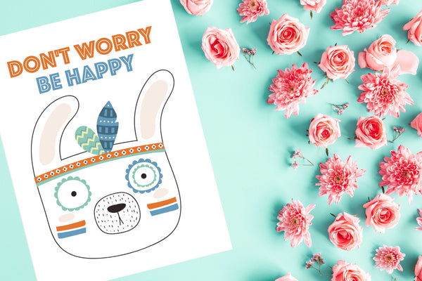 Don't worry, be happy Poster Kunstdruck - Kunst für Kinder, KUNST-ONLINE Wandbild