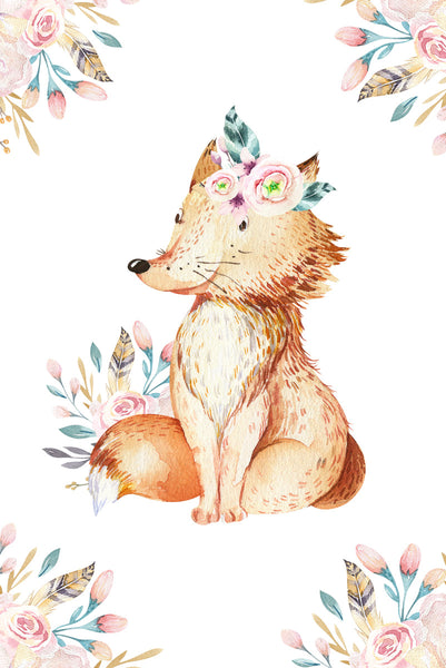 Flower fox Poster Kunstdruck - Kunst für Kinder, KUNST-ONLINE Wandbild