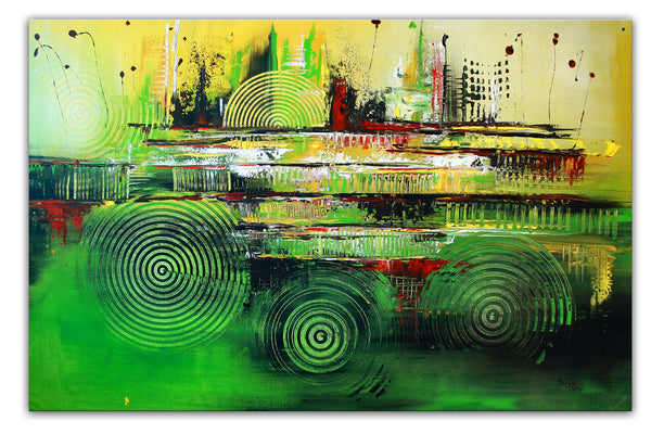 Alexandra Brehm - Motion in Grün Gelb Poster Kunstdruck - Alexandra Brehm, keine Angabe, Deutschland Wandbild