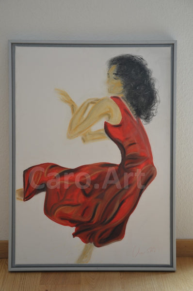 Carola Helwing - Tänzerin, rotes Kleid