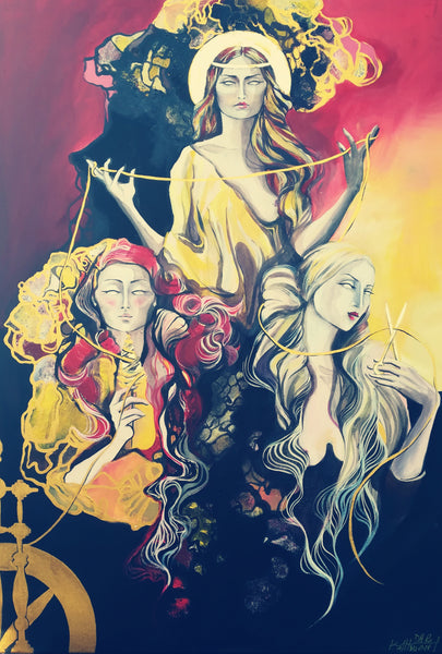 Katarina Hvozdarova Daro - Die drei Moiren / Der Lebensfaden Poster Kunstdruck - Katarina Hvozdarova Daro, Leibnitz, Österreich Wandbild