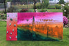 Sandra Kolodjezak - Energiebild Freude - Pink, Grün, Orange mit Heilstein Fuchsit Poster Kunstdruck - Sandra Kolodjezak, Wolfsburg, Deutschland Wandbild