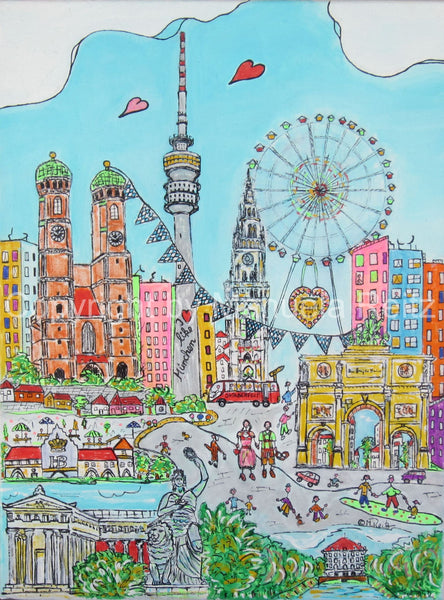 Manuela Reitz - I like München Poster Kunstdruck - Manuela Reitz, Balve, Deutschland Wandbild