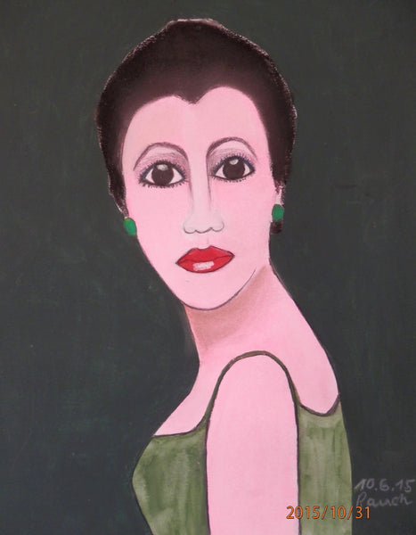 Rose Rauch - Junge Dame, grünes Top, große Augen Poster Kunstdruck - Rose Rauch, Taufkirchen, Deutschland Wandbild
