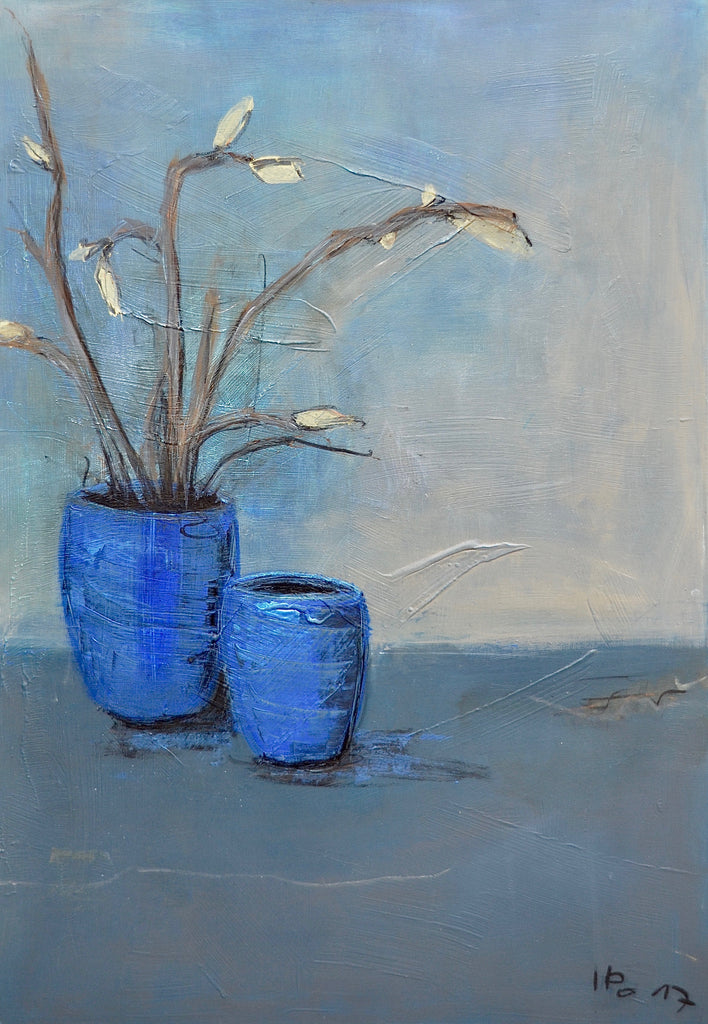 Heike Ponge - Blumentöpfe blau