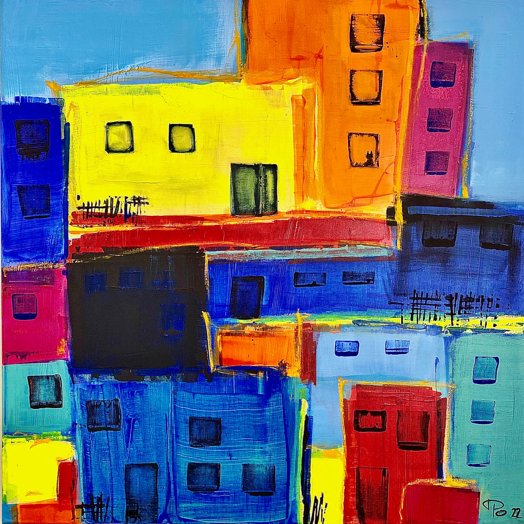 Heike Ponge - Bunte Stadt mit Katzen 1