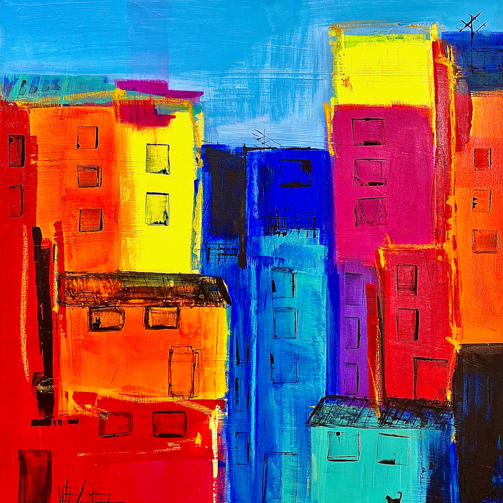 Heike Ponge - Bunte Stadt mit Katzen 2