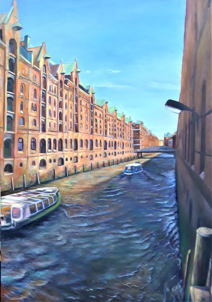 Pamela Schweitzer - Speicherstadt mit 2 Booten - Hamburg