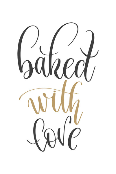 Baked with love Poster Kunstdruck - Typografie, KUNST-ONLINE Wandbild