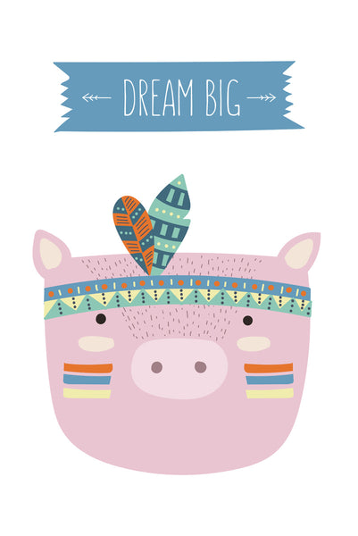 Dream big pig Poster Kunstdruck - Kunst für Kinder, KUNST-ONLINE Wandbild