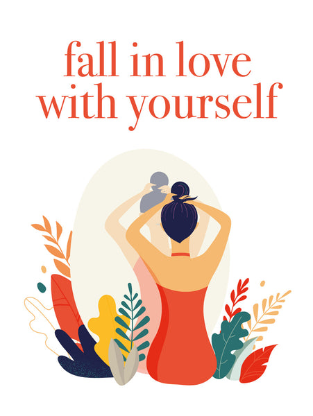 Fall in love with yourself Poster Kunstdruck - Illustration Typografie, KUNST-ONLINE Wandbild