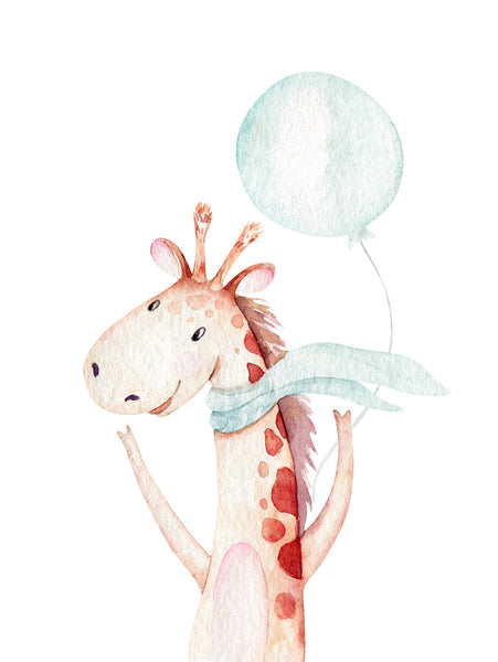 Happy giraffe Poster Kunstdruck - Kunst für Kinder, KUNST-ONLINE Wandbild
